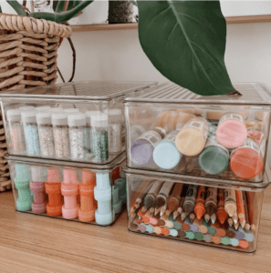 Store materials in clear containers