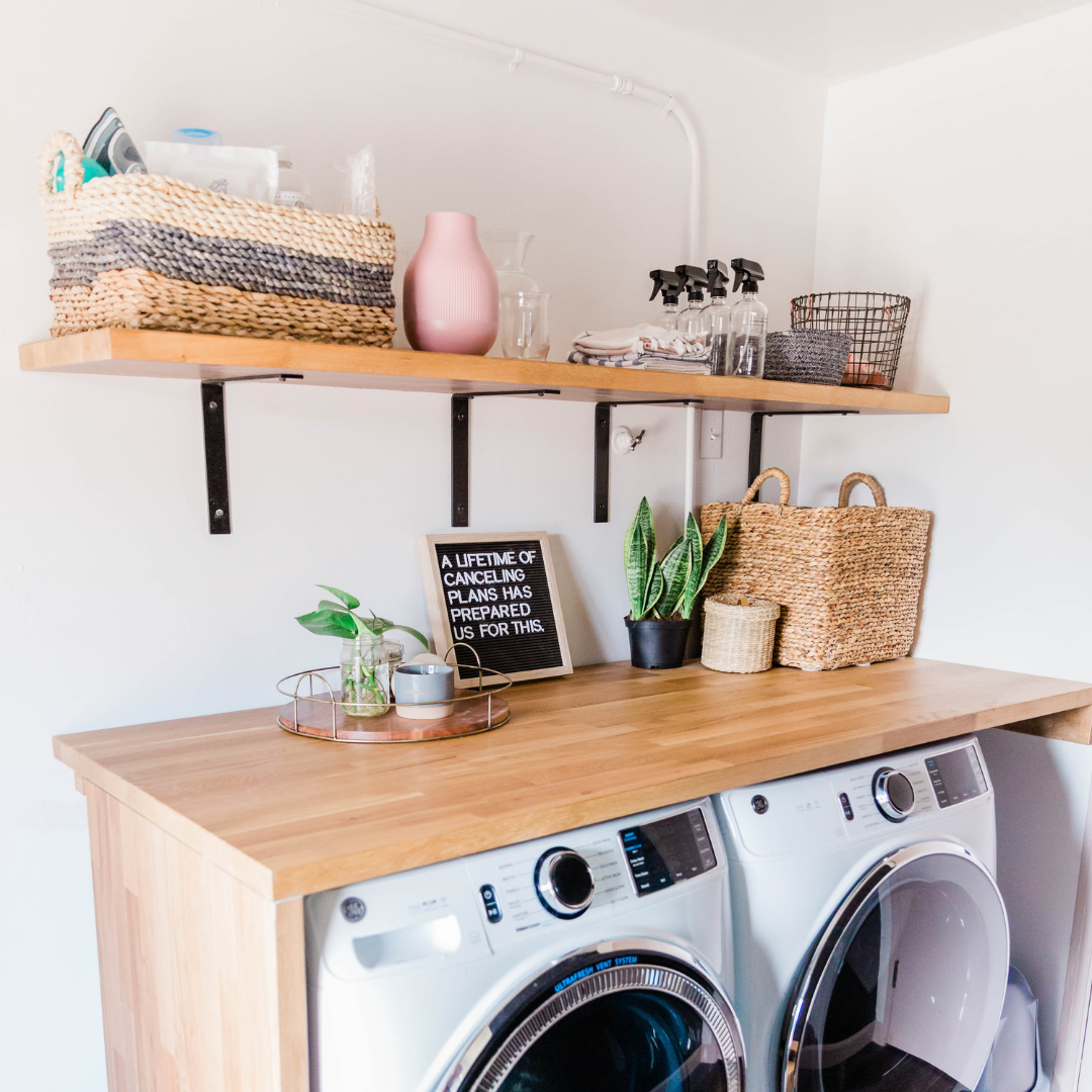 Family laundry room system that stays tidy through the week