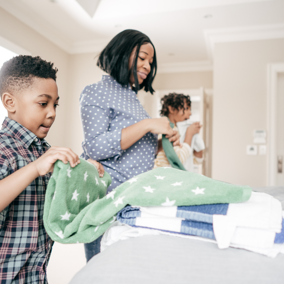 Kitchen, laundry, bag and calendar zones ready for a weekly family reset